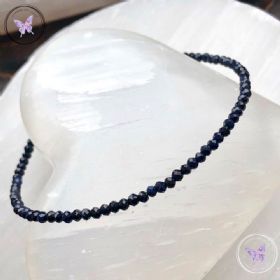 Blue Sapphire Micro Faceted Beaded Bracelet Silver